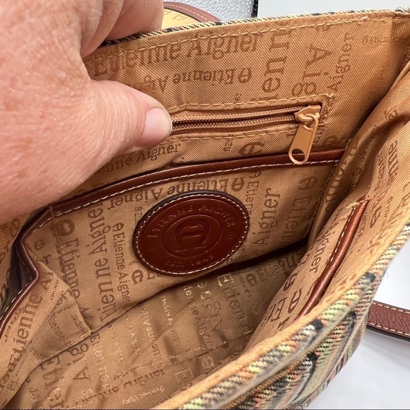 Etienne Aigner Multi Striped Canvas Foldover Shoulder Bag - Picture 9 of 10